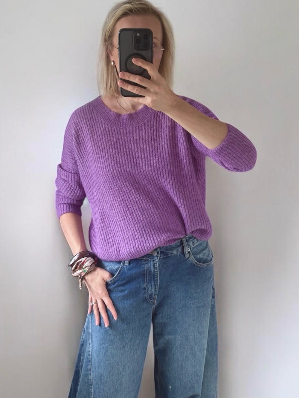 Madewell Purple/lilac Rib Knit Sweater Size Medium 30% alpaca